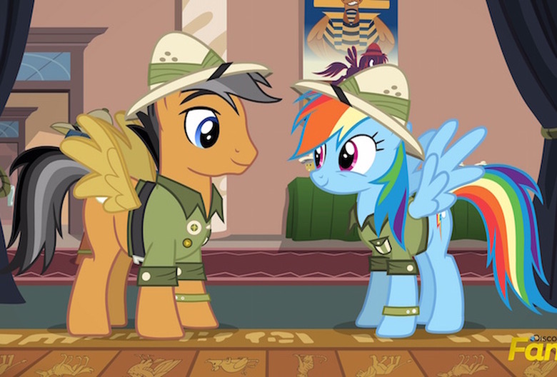 Patton Oswalt as Quibble Pants (L) with Rainbow Dash (R) in Discovery Family Channels My Little Pony Friendship is Magic