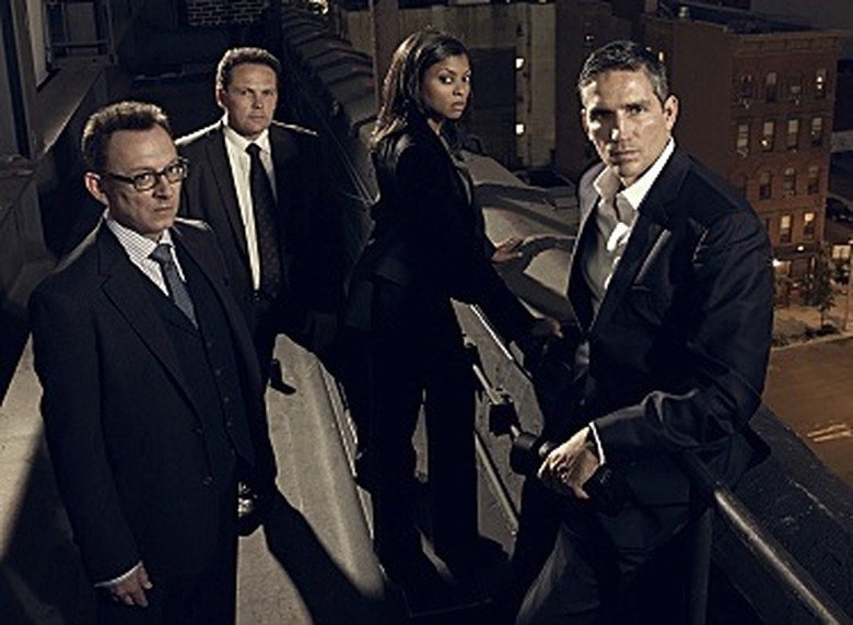 Michael Emerson, Kevin Chapman, Taraji P Henson, Jim Caviezel of the CBS series PERSON OF INTEREST. Photo: Frank W Ockenfels 3 /CBS Â©2012 CBS Broadcasting Inc. All Rights Reserved.