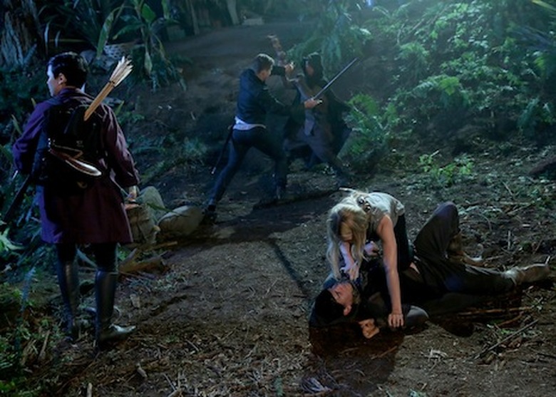 GINNIFER GOODWIN, JOSH DALLAS, CAINAN WIEBE (ON GROUND), JENNIFER MORRISON