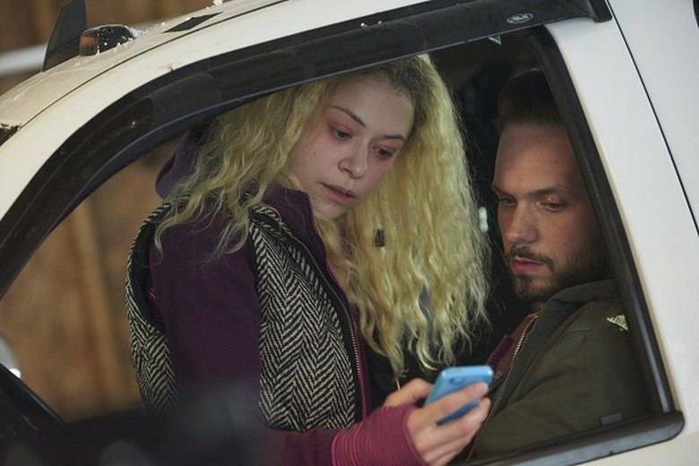 Helena (TATIANA MASLANY) and Jesse (PATRICK J. ADAMS)