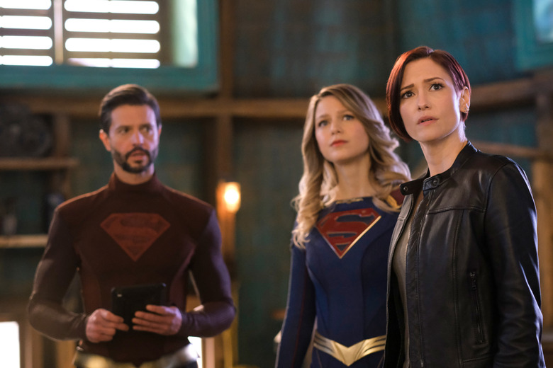 Jason Behr, Melissa Benoist as Supergirl and Chyler Leigh in Supergirl Season 6