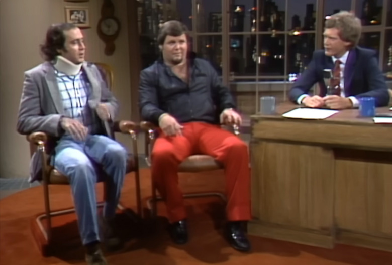 Andy Kayfman and Jerry Lawler on Late Night with David Letterman