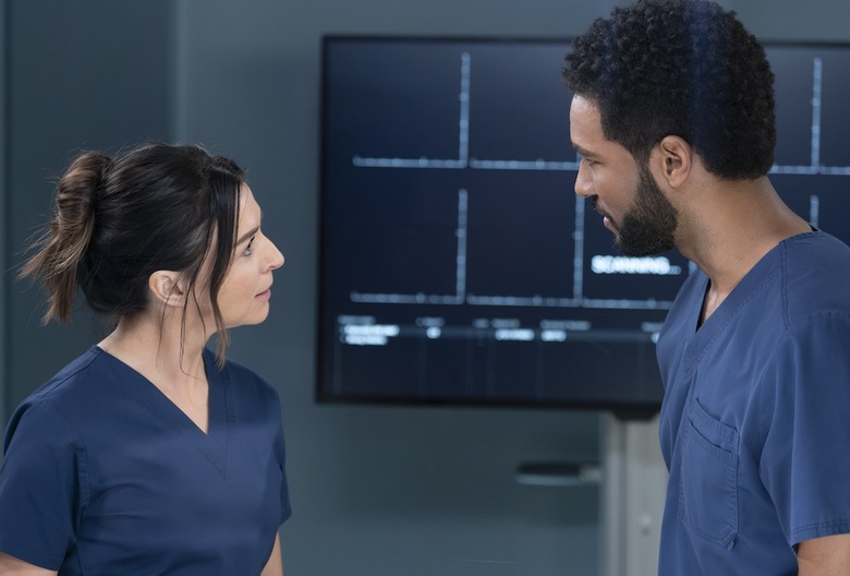 GREY’S ANATOMY - “Hit the Floor” - The aftermath of the convenience store shooting brings chaos to Grey Sloan. Ben hits a wall with his new emergency preparedness plan. Romantic tensions surface for Owen, while Amelia and Winston disagree over the surgical plan for a young patient. THURSDAY, MARCH 6 (10:01-11:00 p.m. EST) on ABC. (Disney/Christopher Willard) 
CATERINA SCORSONE, ANTHONY HILL