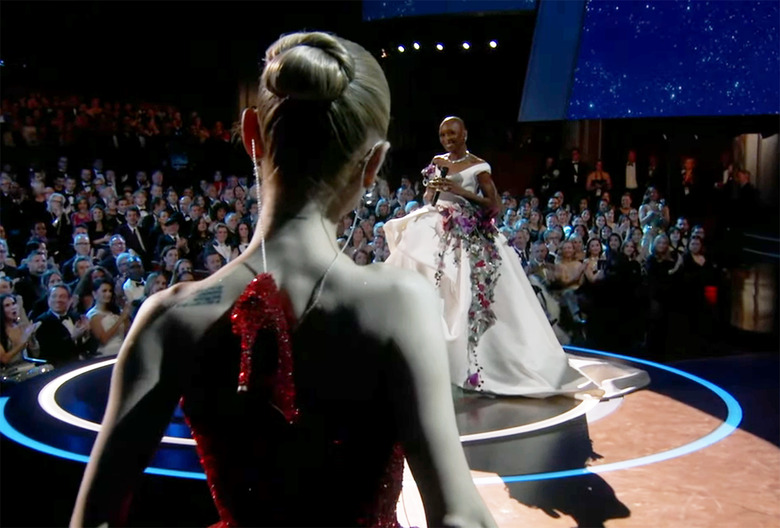 2025 Oscars Best and Worst Moments Ariana Grande Shoe Dress