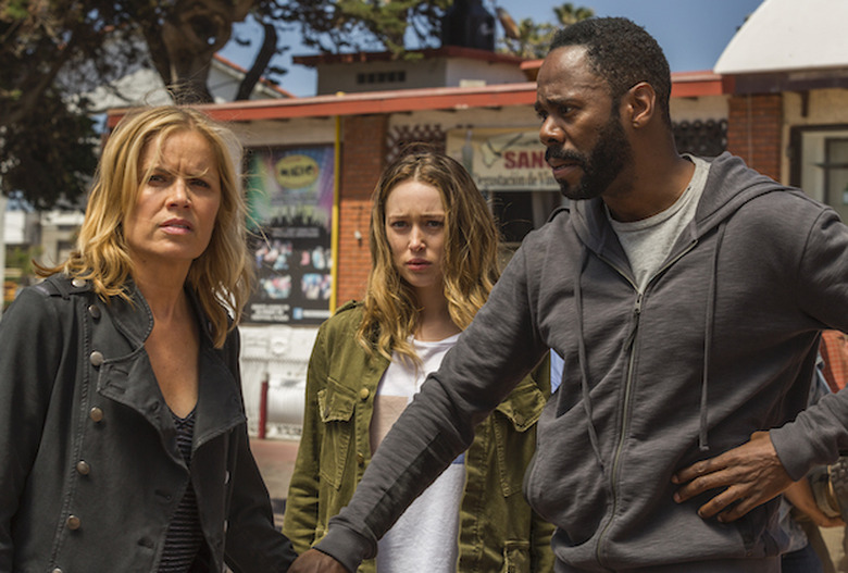 Kim Dickens as Madison Clark, Alycia Debnam-Carey as Alicia Clark, Colman Domingo as Victor Strand - Fear the Walking Dead _ Season 2, Episode 15 - Photo Credit: Peter Iovino/AMC