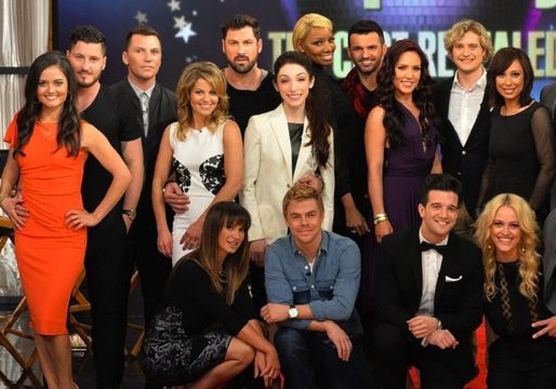 STANDING: EMMA SLATER, BILLY DEE WILLIAMS, DANICA MCKELLAR, VALENTIN CHMERKOVSKIY, SEAN AVERY, CANDACE CAMERON BURE, MAKSIM CHMERKOVSKIY, MERYL DAVIS, NENE LEAKES, TONY DOVOLANI, SHARNA BURGESS, CHARLIE WHITE, CHERYL BURKE, DREW CAREY, DIANA NYAD, HENRY BYALIKOV; SITTING: KARINA SMIRNOFF, DEREK HOUGH, MARK BALLAS, PETA MURGATROYD, JAMES MASLOW, WITNEY CARSON, CODY SIMPSON