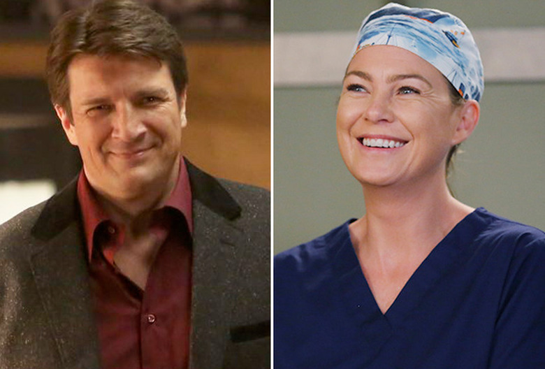 Nathan Fillion Castle Ellen Pompeo Grey's Anatomy