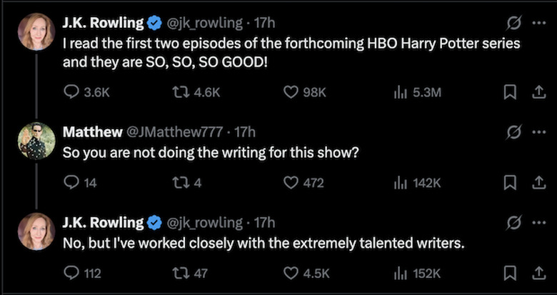 rowling potter tweets