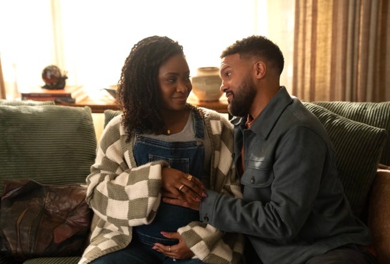 NO GOOD DEED. (L to R) Teyonah Parris as Carla and O-T Fagbenle as Dennis in Episode 101 of No Good Deed. Cr. SAEED ADYANI/Netflix © 2024