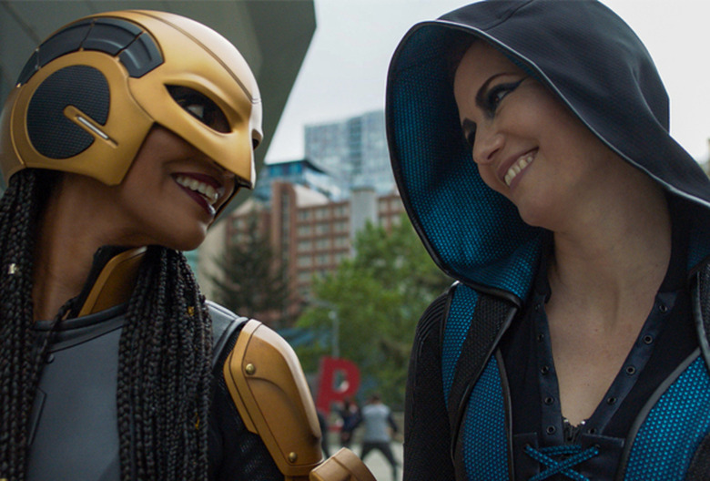 Azie Tesfai and Chyler Leigh in Supergirl Season 6