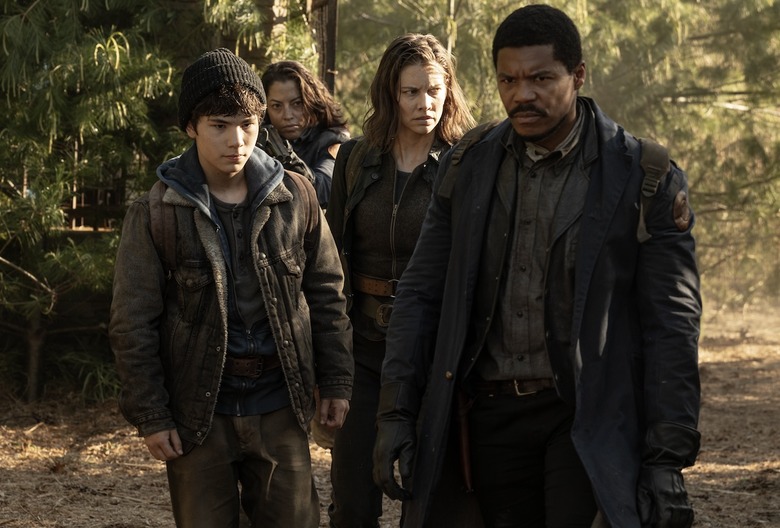 Lauren Cohan as Maggie Rhee, Gaius Charles as Armstrong, Logan Kim as Hershel - The Walking Dead: Dead City _ Season 2, Episode 5 - Photo Credit: Robert Clark/AMC
