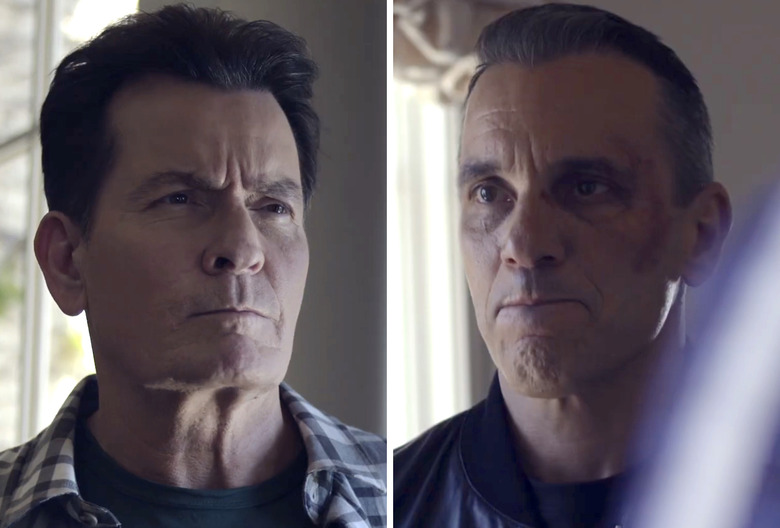 Charlie Sheen and Sebastian Maniscalco in Chuck Lorre's Bookie on Max